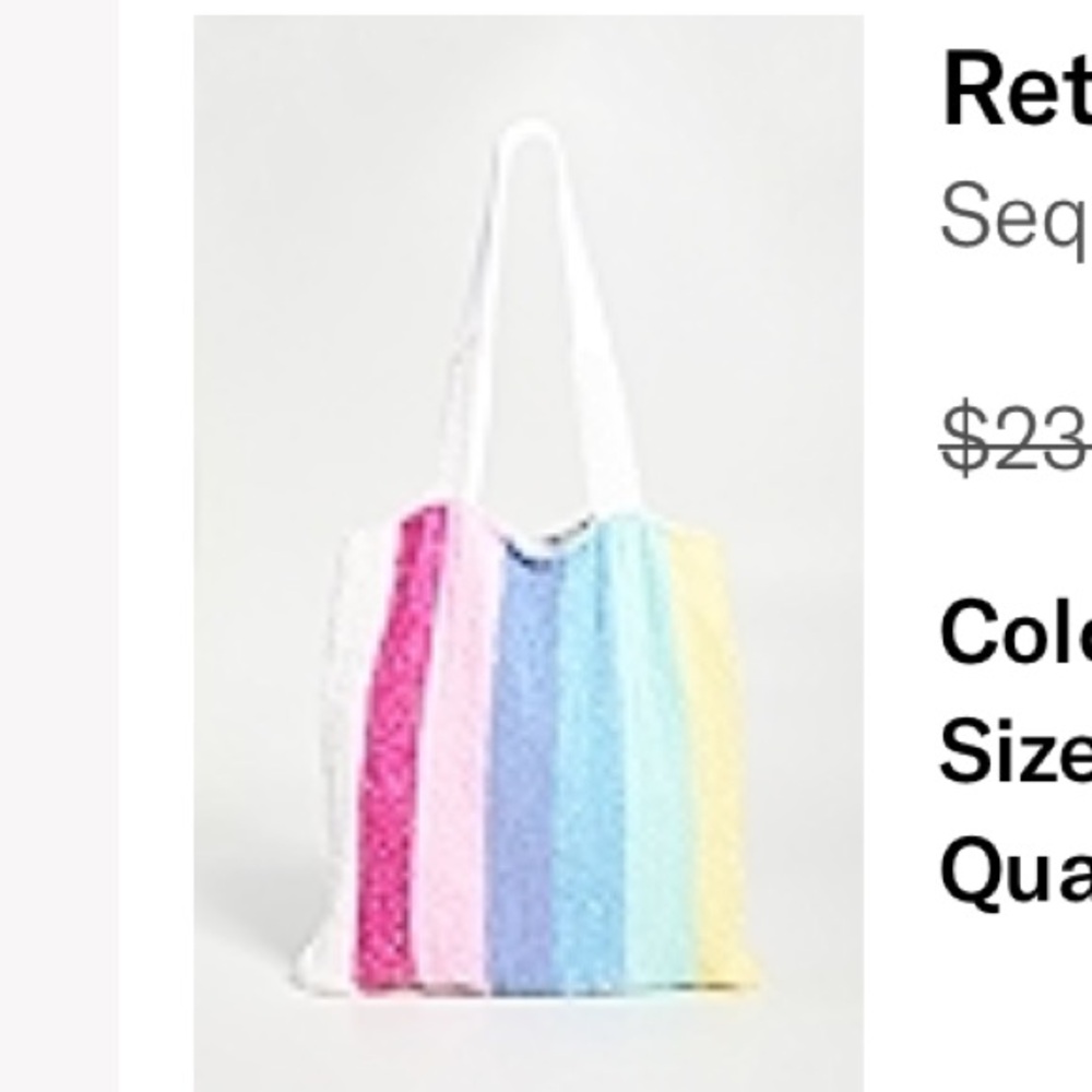 Retrofete Sequin Tote Bag in Rainbow Stripe